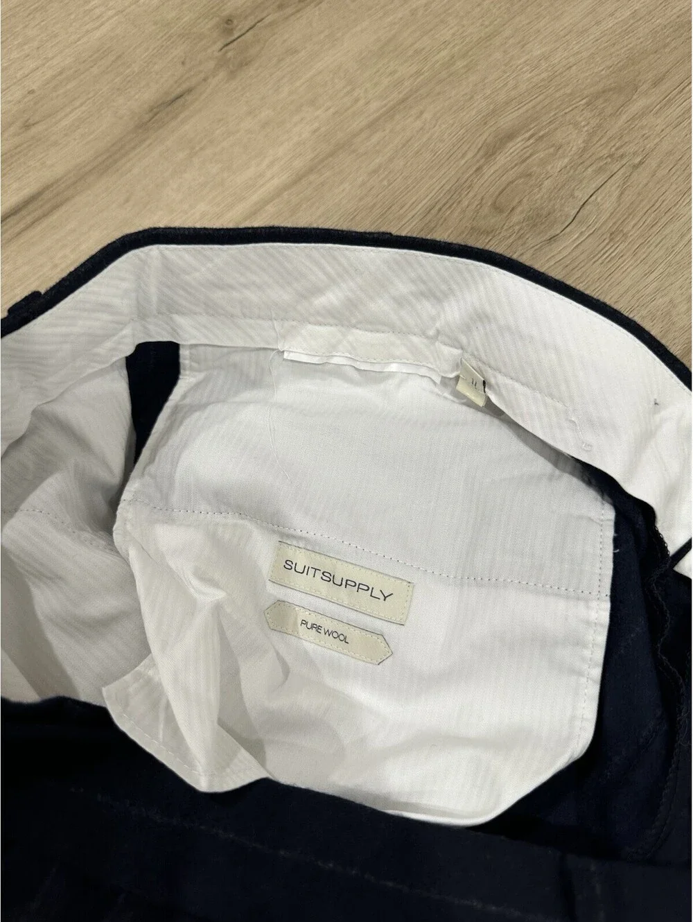 Suitsupply Circular Wool Flannel Striped Navy White Dress Pants Trousers 38x25